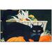 Black/Orange 32 x 22 x 0.12 in Kitchen Mat - The Holiday Aisle® Chalil Autumn Barn Cat Kitchen Mat | 32 H x 22 W x 0.12 D in | Wayfair
