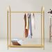 Everly Quinn 59.05" Gold Clothing Rack w/ 2 Tiers Shelves Iron Metal | 59.05 H x 19.68 W x 45.66 D in | Wayfair 04CC60B9AE2D4E578BF1D6F9F5B9A816