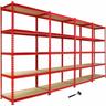 Monster-shop - Monster Racking - 4 Rayonnages Z-Rax en Acier Sans Boulons Rouges 90cm x 183cm x 45cm