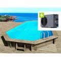 Piscine bois Cancun - 6.53 x 4.41 x 1.45 m + Pompe à chaleur - Puissance 6.1 kW -