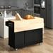 Movable Kitchen Island with 1 Storage Cabinet and 3 Drawers, Kitchen Island with 2 Towel Rack and Foldable Desktop, Black