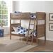Modern Pine Wood Twin over Twin Bunk Bed with Full Length Guardrail and Right Facing Removable Ladder