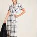 Anthropologie Dresses | Anthropologie Cloth & Stone Hannah Midi White Plaid Linen Shirt Dress Size Med | Color: Black/White | Size: M