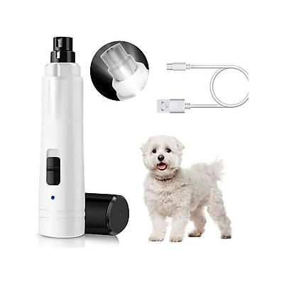 Casfuy LED Light Electric Dog & Cat Nail Grinder, White