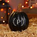 Personalization Mall Laurel Initial Personalized Monogram Pumpkins Resin in Black | 6.5 H x 5.5 W x 5.5 D in | Wayfair 27461-SB