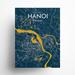 17 Stories Hanoi City Map Graphic Art Paper in Blue/Yellow | 24 H x 18 W x 0.05 D in | Wayfair 40DFC0951FDD42159332742FF3F527EE