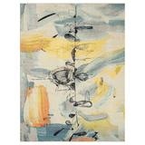 Black/Gray 102 x 66 x 0.5 in Area Rug - Orren Ellis COLORWRKS Abstract Area Rug in Blues & Brushed Yellows | 102 H x 66 W x 0.5 D in | Wayfair
