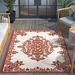 Red/White 118 x 94 x 0.3 in Area Rug - Well Woven Dorado Arid Modern Indoor/Outdoor Medallion Persian Terracotta Hi-Lo Area Rug Polypropylene | Wayfair