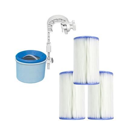 Intex Wall Mount Automatic Pool Surface Skimmer & Filter Cartridge (3 Pack) - 4.1