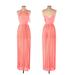 Anthropologie Dresses | Anthropologie Lush Neon Hot Pink Nude Lace Halter Pleated Maxi Dress Neon Pink | Color: Cream/Pink | Size: Various