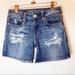 American Eagle Outfitters Shorts | American Eagle Denim Jean Midi Shorts Super Stretch Distressed Cut Offs Size 2 | Color: Blue | Size: 2