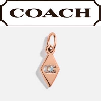 Coach Jewelry | Coach Collectible Diamond Geometric Signature Logo C Charm Crystal Rose Gold Nwt | Color: Gold | Size: Os