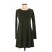 Forever 21 Casual Dress - A-Line: Green Solid Dresses - Women's Size Small