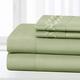 HOMEIDEAS 4 Piece Buckle Embroidered Edge Bed Sheets Set Extra Soft Brushed Microfiber 1800 Bedding Sheets Deep Pocket, Wrinkle & Fade Free (Double, Sage-Green)