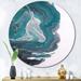 East Urban Home Liquid Turquoise Blue & White Marble Art I - Modern Metal Circle Wall Art Metal in Blue/Gray | 11 H x 11 W x 1 D in | Wayfair