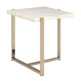 Everly Quinn Champagne Finish End Table w/ Faux Marble Top Wood in Brown/Gray/White | 24 H x 24 W x 23 D in | Wayfair