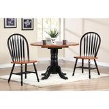Black Cherry Selections 3-Piece Round Wood Top Distressed Antique Black with Cherry Extendable Dining Set with Drop Leaf