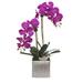 Real Touch Purple Orchids & Geodes Arrangement in Silver Ceramic Pot