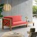 Brava Outdoor Acacia Wood Left Arm Loveseat and Coffee Table Set with Cushion by Christopher Knight Home