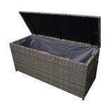 Indoor and Outdoor Balcony Patio Deck Porch Pool 113 Gallon Wicker Storage Box Trunk Bin with Metal Frame