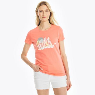 Nautica Women's Sustainably Crafted Sailboat Graphic T-Shirt Sugar Coral, XS