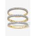 Women's Gold-Plated Diamond Accent Stackable 3 Piece Set Eternity Ring Set by PalmBeach Jewelry in Gold (Size 6)