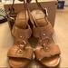 Tory Burch Shoes | Euc Authentic Tory Burch Brown Leather Slingback Chunky Heel Sandals Size 8m | Color: Brown/Gold | Size: 8