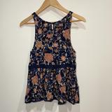 American Eagle Outfitters Tops | American Eagle Outfitters Navy Blue Floral Sleeveless Top Size Xs | Color: Blue/Pink | Size: Xs