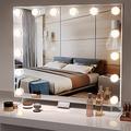 Dripex Hollywood Vanity Mirror with Lights, 60 x 53 cm Large Lighted LED Makeup Mirror with 14 Dimmable Bulbs, 3 Color Modes, Adapter Plug, Table Top or Wall Mounted For Bedroom Dressing Room