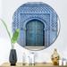 East Urban Home Traditional Moroccan Ancient Wooden Entry Door - Traditional Metal Circle Wall Art Metal in Blue | 23 H x 23 W x 1 D in | Wayfair