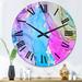 East Urban Home Turquoise & Pink Luxury Abstract Fluid Art - Modern Wall Clock Metal in Blue/Indigo | 29 H x 29 W x 1 D in | Wayfair