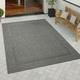 Paco Home - Tapis Intérieur Extérieur Tapis Cuisine Design Monochrome Sisal Bordure Noir 80x150 cm