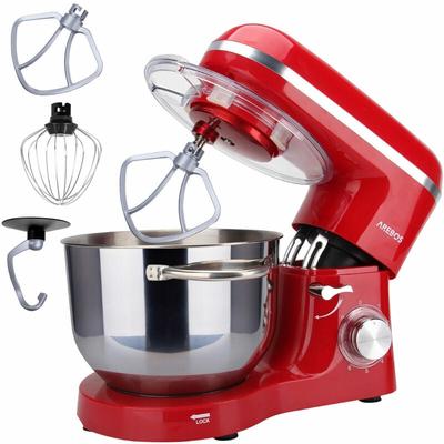 Küchenmaschine 1500W mit 6L Edelstahl-Rührschüssel Rot inkl. Rührhaken, Knethaken, Schneebesen Image