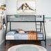 Heavy Duty Twin-Over-Full Metal Bunk Bed, Easy Assembly with Enhanced Upper-Level Guardrail, Black