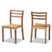 Arthur Mid-Century Mahogany Wood/ Natural Rattan Dining Chair Set(2PC)