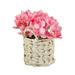 10" Pink Hydrangea Bouquet in White Basket by National Tree Company - 10 in