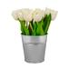 9" White Tulip Bouquet in Metal Pot by National Tree Company