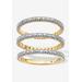 Women's Gold-Plated Diamond Accent Stackable 3 Piece Set Eternity Ring Set by PalmBeach Jewelry in Gold (Size 10)