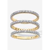 Women's Gold-Plated Diamond Accent Stackable 3 Piece Set Eternity Ring Set by PalmBeach Jewelry in Gold (Size 8)