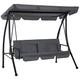 Outsunny Outdoor 2-in-1 Patio Swing Chair Lounger 3 Seater Garden Swing Seat Bed Hammock Bed Convertible Tilt Canopy W/Cushion, Dark Grey