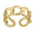 Lemon Grass Gold Chain Link Ring | Chunky Curb-Link Open Ring | Stackable Thick Chain Simple Open Circle Band Adjustable