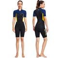 Short Wetsuit Women's 1.5mm Neoprene One Piece Diving Suits, UV Protection Front Zip Short Sleeve Thermal Swimsuit for Diving, Swimming, Surfing Watersports Outdoor