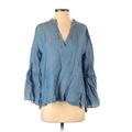 Ann Taylor LOFT Long Sleeve Blouse: Blue Tops - Women's Size Small