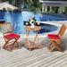 Costway 3PCS Patio Folding Wooden Bistro Set Cushioned Chair - See Details