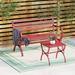 Outdoor Garden Bench Set with Metal Garden Bench & Metal Side Table