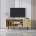 55 inch modern TV stand Mid century TV console with open storage shelves and OAK finish