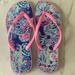 Lilly Pulitzer Shoes | Lilly Pulitzer Fip Flops | Color: Blue/Gold/Pink/Purple/White | Size: 5/6