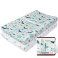 My Little Zone Nautical Changing Pad Cover Boy for Boys - Cotton Changing Table Mattress Pad for Baby - Ocean Whales, Narwhals and Star Fishes, 2 Pack