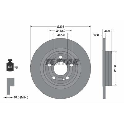 TEXTAR Bremsscheibe PRO hinten rechts links voll 295mm für MERCEDES-BENZ (BBDC) 247423021207 A2474230212 2474230212 9232