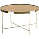 Table Basse Table Café Ronde 63 cm en Verre et Acier Marron et Dorée Design Moderne pour Chambre ou